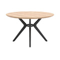 Modern Round Wood Dining Table with Sleek Metal Legs
