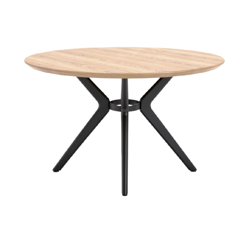 Modern Round Wood Dining Table with Sleek Metal Legs
