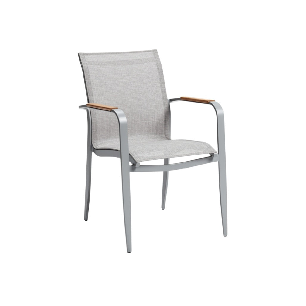 Modern Outdoor Dining Chair with Aluminum Frame and Textilene Seat